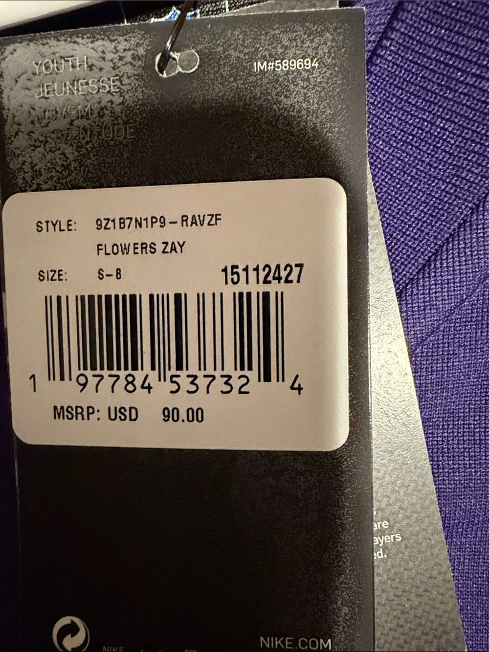 NWT Nike Kids Baltimore Ravens Purple and Gold Jersey #4.